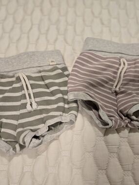 Lulu + Roo Set Of 2 Toddler Boys Shorts Grey- Purple- Green Stripes Size 4t